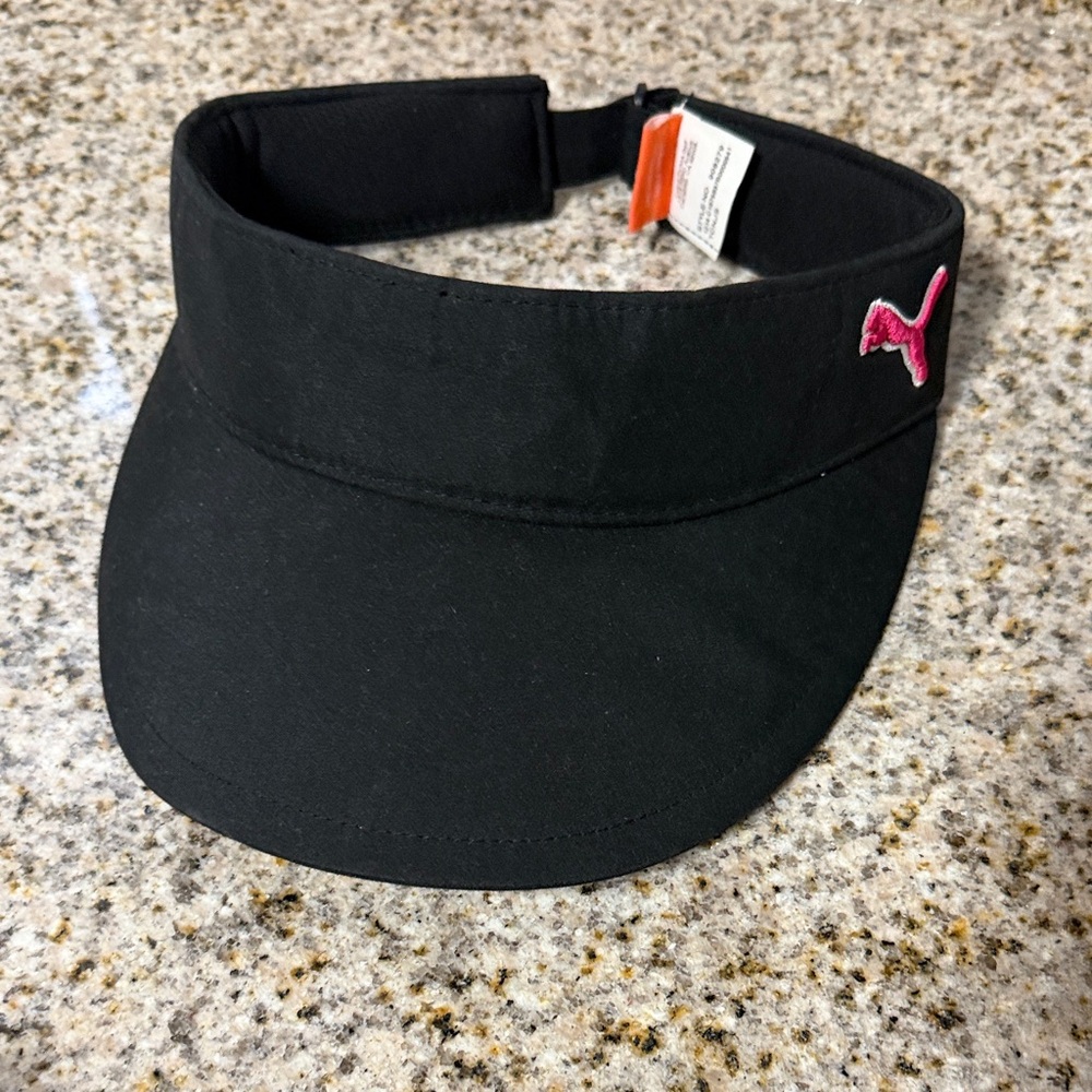 Puma Black Visor with Pink Logo